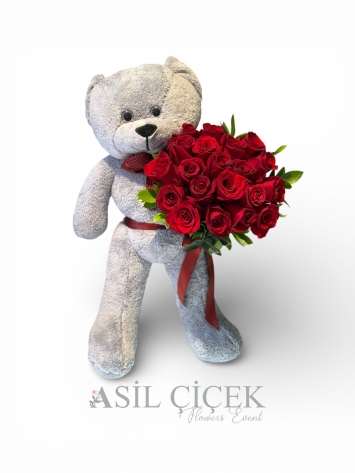 Kucak Dolusu Ayıcıklı Gül Buket'i