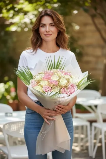 İthal Renkli Gül Buketi